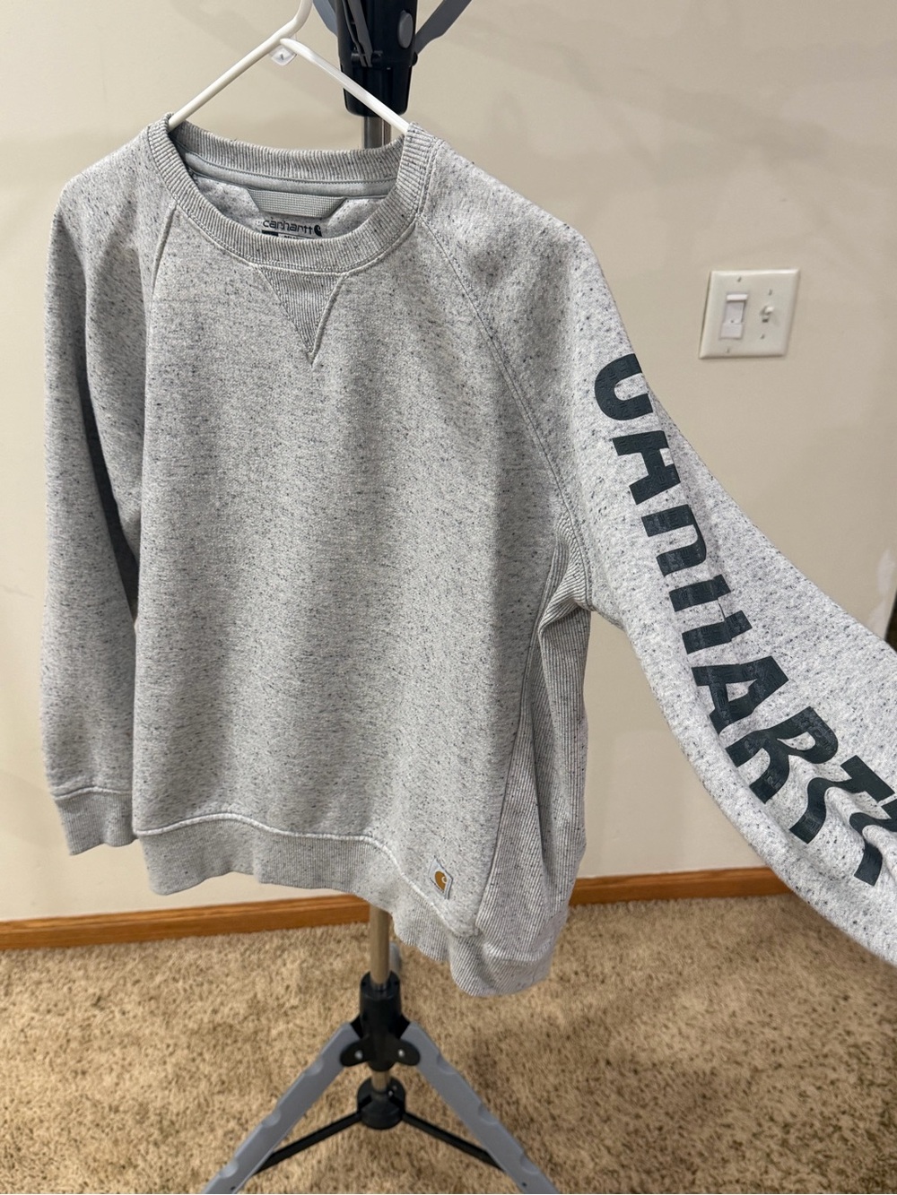 Carhartt Women’s Gray Crewneck Sweatshirt - Long Sleeve Logo Sleeve